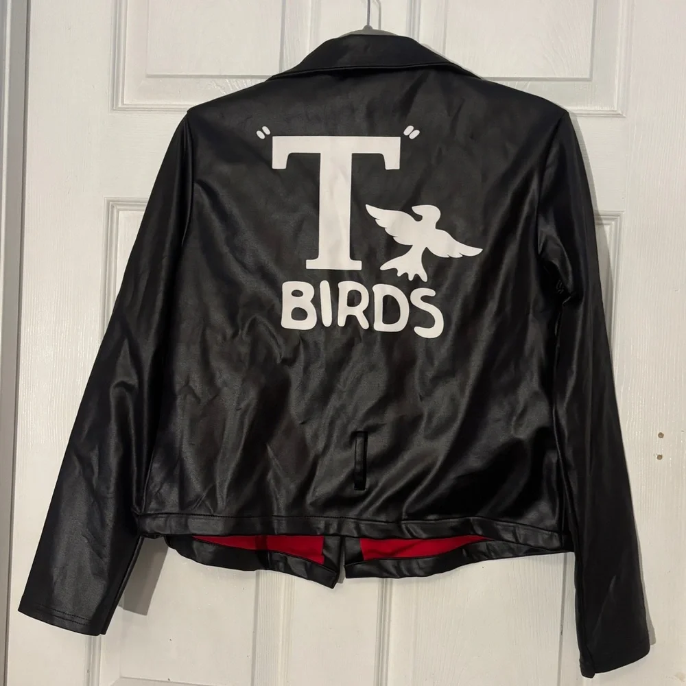 Grease T Birds Costume Jacket Black Faux Leather 50s